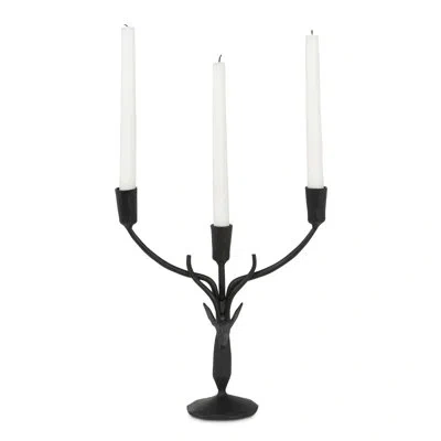 Park Hill Collection Stag Candle Holder, Small In Black