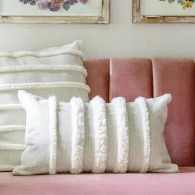 Park Hill Collection Texture Stripe Alpaca Wool Lumbar Pillow Cover In Cream