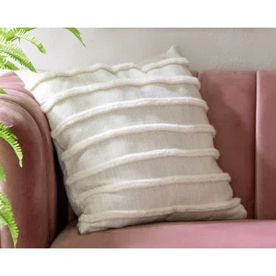 Park Hill Collection Texture Stripe Alpaca Wool Square Pillow Cover In Cream