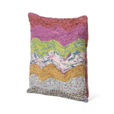 Park Hill Collection Throw Pillow In Multicolor Pink,chevron,polyester