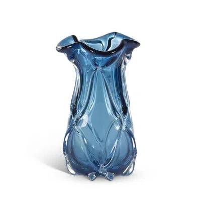 Park Hill Collection Tidal Glass Vase, Blue, Small