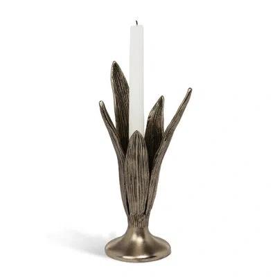 Park Hill Collection Tulip Leaves Candle Holder, Small In Silver