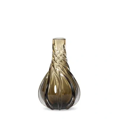 Park Hill Collection Twirl Glass Vase, Amber, Small In Brown