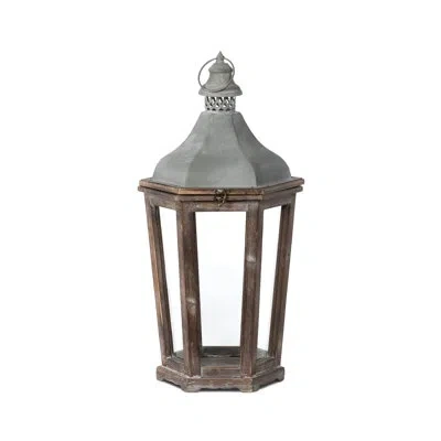 Park Hill Collection Wood & Galvanized Metal Lantern Medium