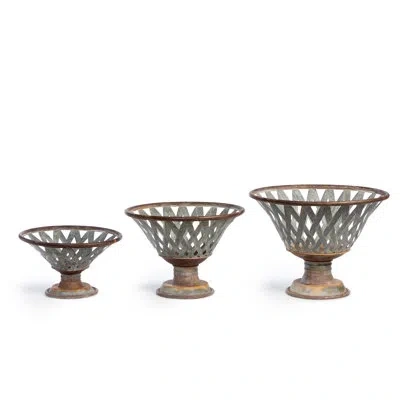 Park Hill Collection Woven Metal Footed Bowl In Distressed Zinc
