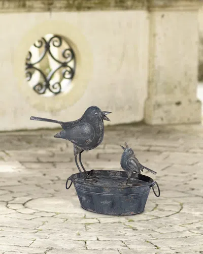 Park Hill Collections Busy Birds Outdoor Fountain In Metallic