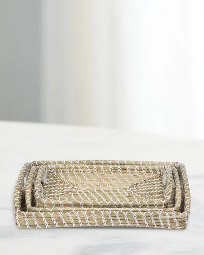 Park Hill Collections Capraia Coast Decorative Trays, Set Of 3 In Silver