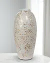 Park Hill Collections Capraia Coast Large Floral Mother-of-pearl Vase, 20" In Silver