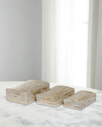 Park Hill Collections Capraia Coast Mother-of-pearl Decorative Boxes, Set Of 3 In Silver