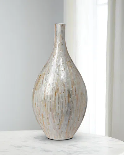 Park Hill Collections Capraia Coast Mother-of-pearl Mosaic Vessel, 24" In Silver