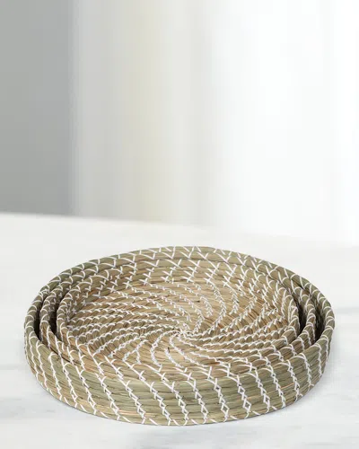 Park Hill Collections Capraia Coast Round Decorative Trays, Set Of 3 In Silver