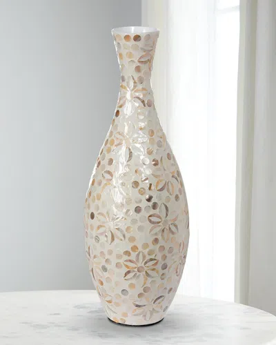 Park Hill Collections Capraia Coast Tall Floral Mother-of-pearl Vase, 23" In Silver