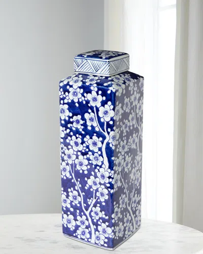 Park Hill Collections Imperial Ceramic Floral Square Jar, Large In Purple