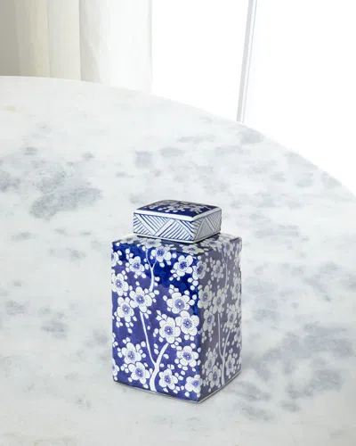 Park Hill Collections Imperial Ceramic Floral Square Jar, Small In Purple