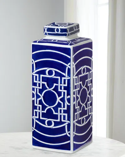 Park Hill Collections Imperial Ceramic Geometric Square Jar, Large In Purple