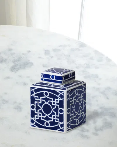 Park Hill Collections Imperial Ceramic Geometric Square Jar, Small In Purple