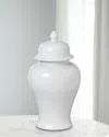 Park Hill Collections Imperial Ceramic Ginger Jar, Large In White
