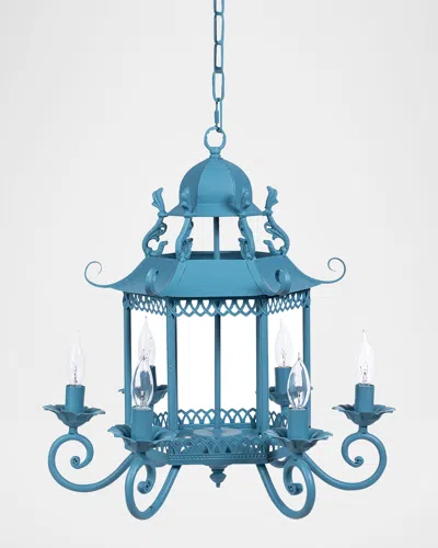 Park Hill Collections Lotus 19" 6-light Lantern Chandelier In Blue