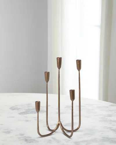 Park Hill Collections Short Forged Iron Candelabra, 17" In Gold