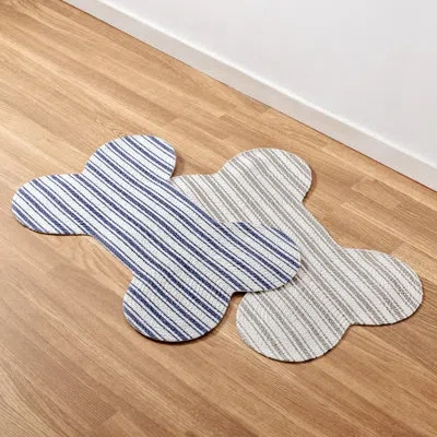 Park Life Designs Hampton Striped Design Cotton Pet Placemat In Navy