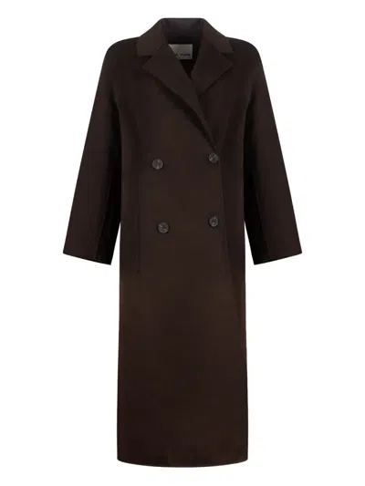 Park Place Diane Double-breasted Coat In Brown