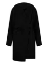 Park Place Nicole Hooded Belted Coat In Black