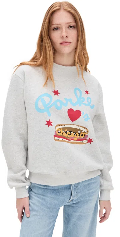 Parke Chicago Graphic Mock Neck Sweatshirt Grey In Gray