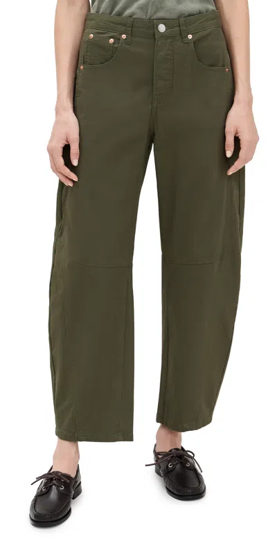 Parke Cotton Twill Horseshoe Trousers Army Green