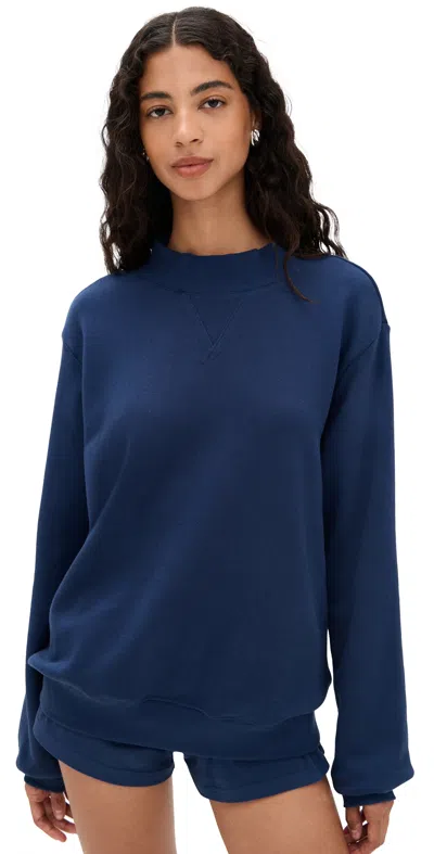 Parke Heritage Classic Mock Neck Sweatshirt Denim In Blue