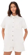 Parke Short Sleeve Denim Romper White In White