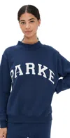 Parke Varsity Mock Neck Sweatshirt Denim In Blue