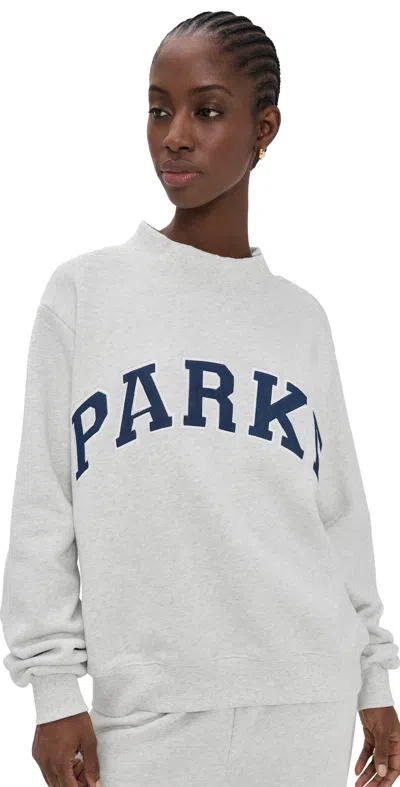 Parke Varsity Mock Neck Sweatshirt Grey In Gray