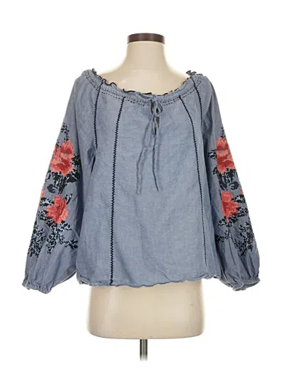 Pre-owned Parker 3/4 Sleeve Blouse In Blue