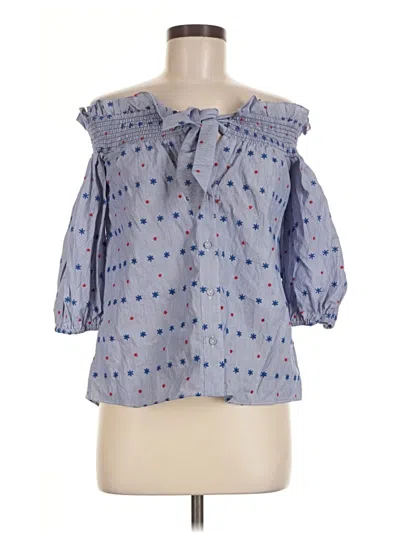 Pre-owned Parker 3/4 Sleeve Blouse In Blue