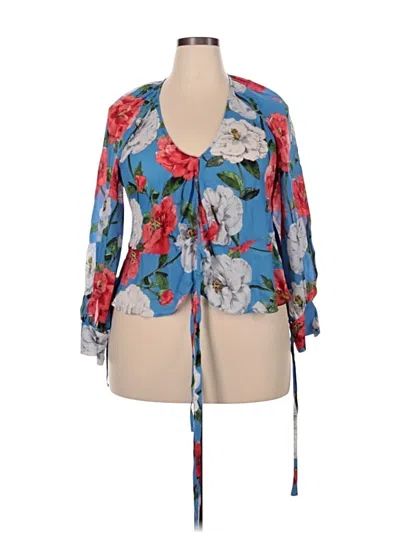 Pre-owned Parker 3/4 Sleeve Blouse In Blue