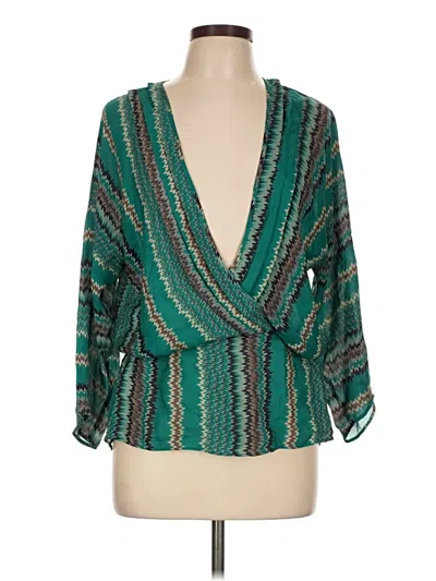 Pre-owned Parker 3/4 Sleeve Blouse In Green