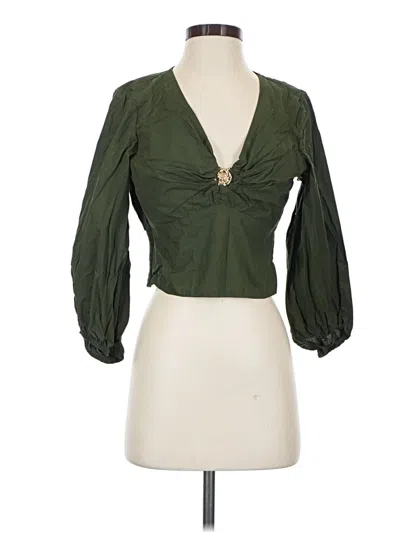 Pre-owned Parker 3/4 Sleeve Blouse In Green