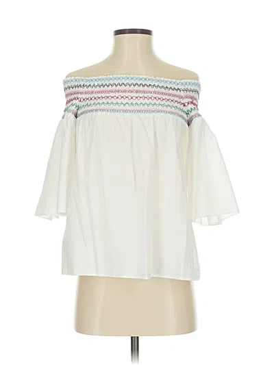 Pre-owned Parker 3/4 Sleeve Blouse In White