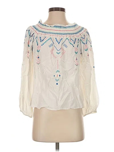 Pre-owned Parker 3/4 Sleeve Blouse In White
