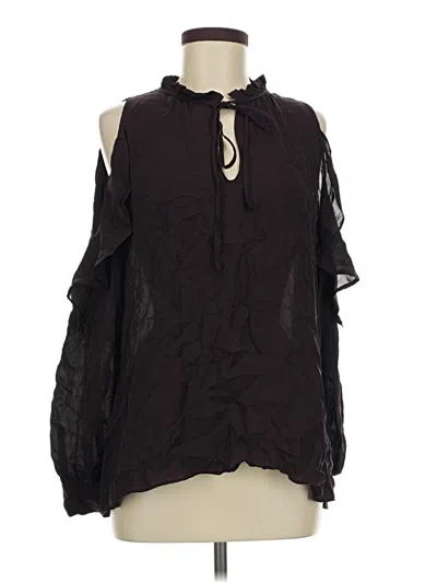 Pre-owned Parker 3/4 Sleeve Silk Top Black Cold Shoulder Neckline Tops