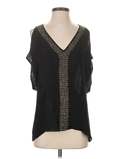 Pre-owned Parker 3/4 Sleeve Silk Top Black Cold Shoulder Neckline Tops