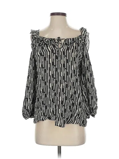 Pre-owned Parker 3/4 Sleeve Silk Top Black Off The Shoulder Neckline Tops
