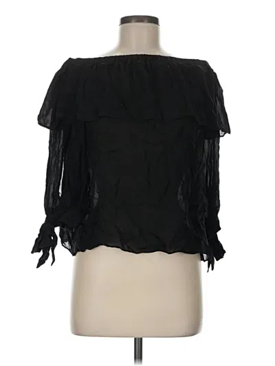 Pre-owned Parker 3/4 Sleeve Silk Top Black Off The Shoulder Neckline Tops