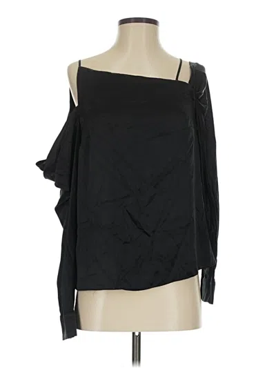 Pre-owned Parker 3/4 Sleeve Silk Top Black One Shoulder Neckline Tops