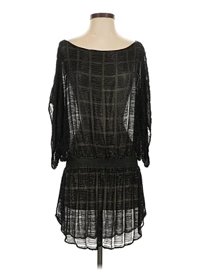 Pre-owned Parker 3/4 Sleeve Silk Top Black Square Neckline Tops