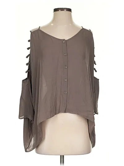 Pre-owned Parker 3/4 Sleeve Silk Top Brown Cold Shoulder Neckline Tops