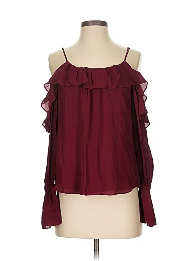 Pre-owned Parker 3/4 Sleeve Silk Top Burgundy Cold Shoulder Neckline Tops