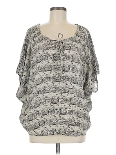 Pre-owned Parker 3/4 Sleeve Silk Top Gray Keyhole Neckline Tops