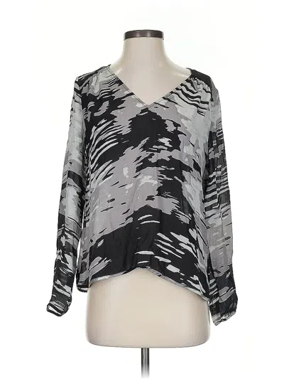 Pre-owned Parker 3/4 Sleeve Silk Top Gray One Shoulder Neckline Tops