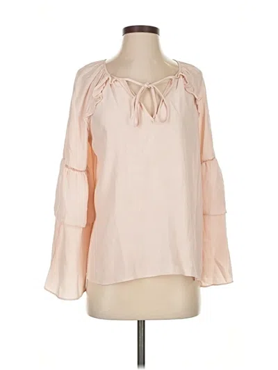 Pre-owned Parker 3/4 Sleeve Silk Top Pink Cold Shoulder Neckline Tops